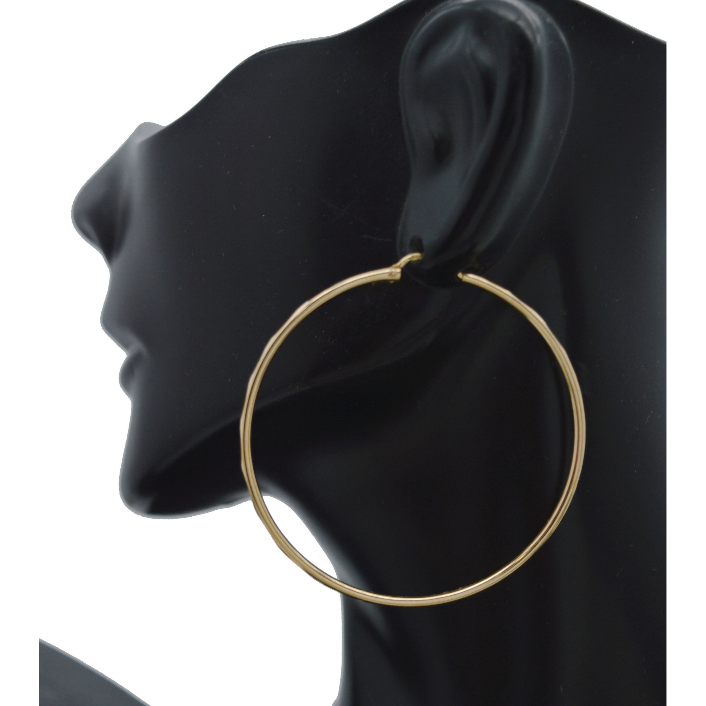Real 14k Solid Yellow Gold Faceted Endless Hoop Earrings 45mm 1.75 2.9 Gr